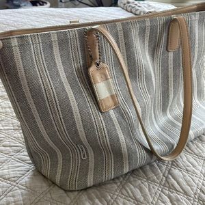 Coach legacy weekend ticking stripe tote